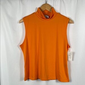 Vintage 90’s Jonden Petite Women’s XL Orange Sleeveless Turtleneck Top USA‎